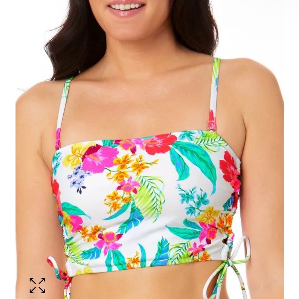 Salt+Cove Juniors' Retro Hibiscus Lace-Up Cami Bikini Top size Small New